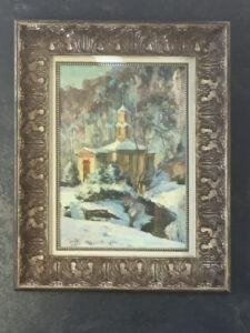 Framed painting of church